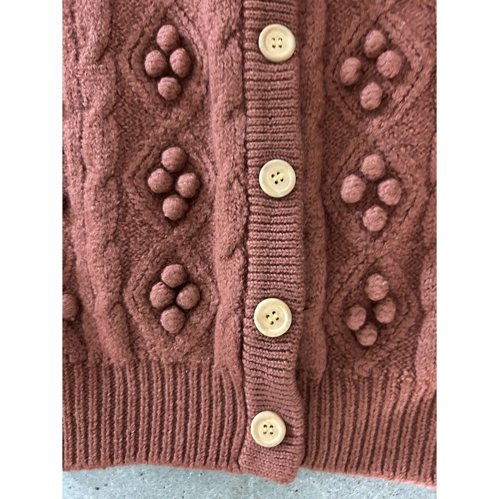 Vintage‎ Newport News 100% Wool Popcorn Sweater Cardigan Classic Clean Small - Picture 4 of 9